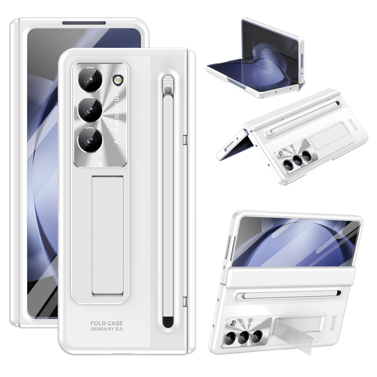 For Samsung Galaxy Z Fold6 5G Kickstand Case Hinge PC Phone Cover with Tempered Glass Film / Stylus For Samsung Galaxy Z Fold6 5G Kickstand Case Hinge PC Phone Cover with Tempered Glass Film / Stylus